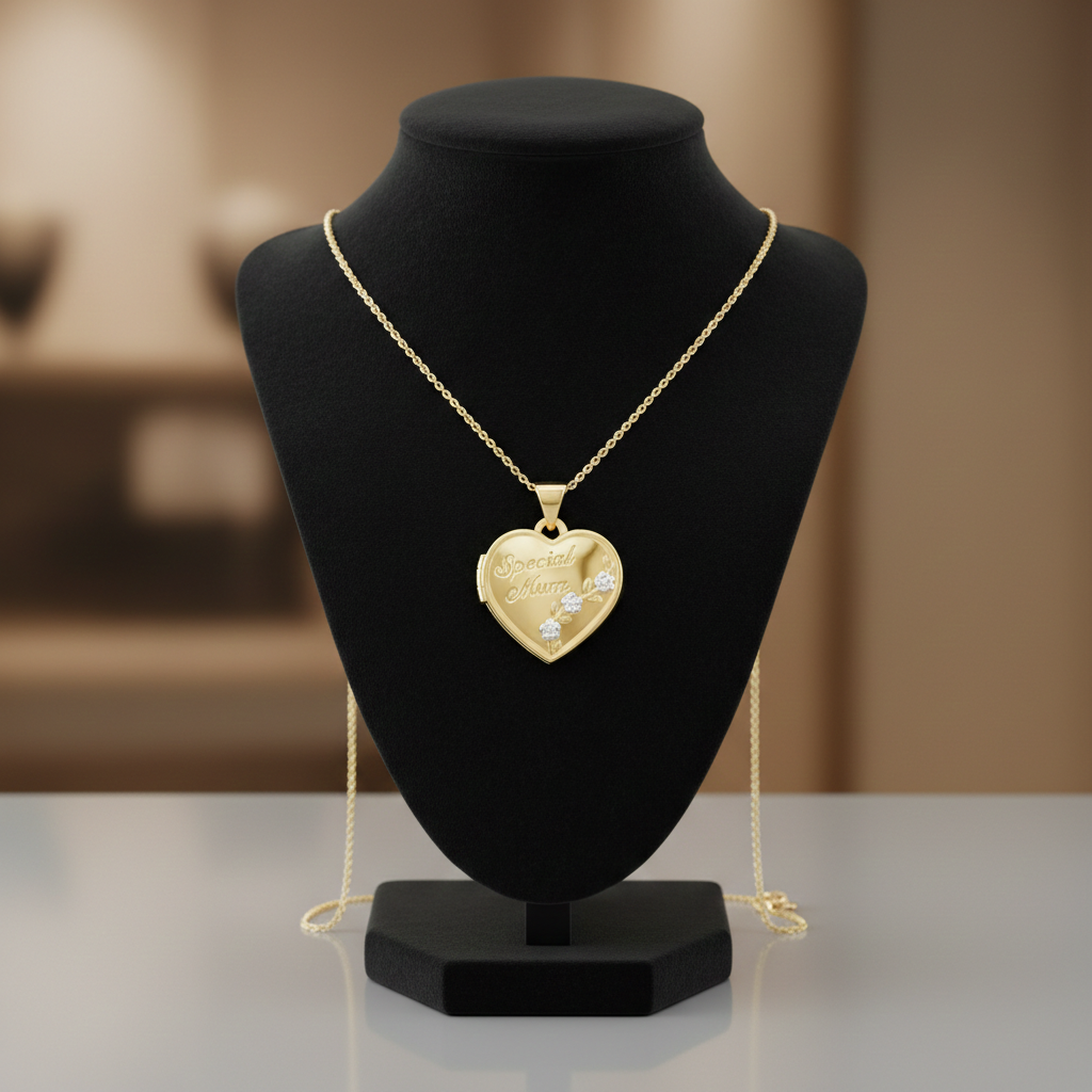 Elegant Silver Necklace featuring a Special Mum Heart Locket for a thoughtful gift