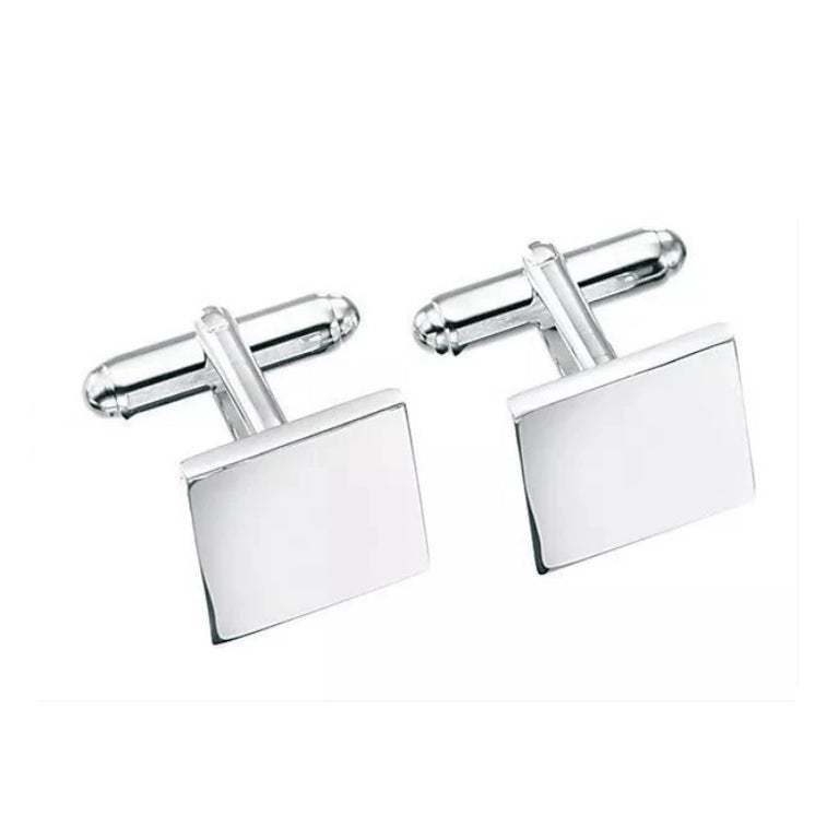 Square Cufflinks Solid Sterling Silver free engraving service on this item