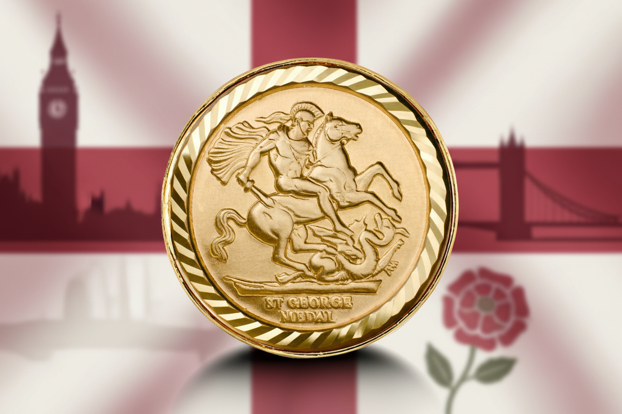 St George Ring Solid 9ct Yellow Gold Half Sovereign Size British Made Hallmarked