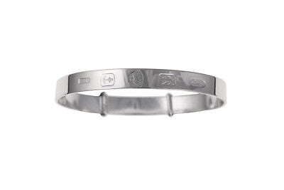 J R Jewellery sterling silver baby bangle with engraved design and smooth finish