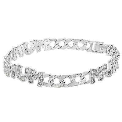 J R Jewellery sterling silver mum bracelet with sparkling stone-embellished mum letters