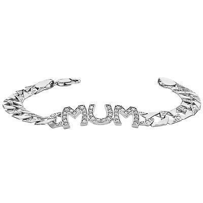 Sterling silver mum bracelet featuring a stylish design with sparkling embellishments