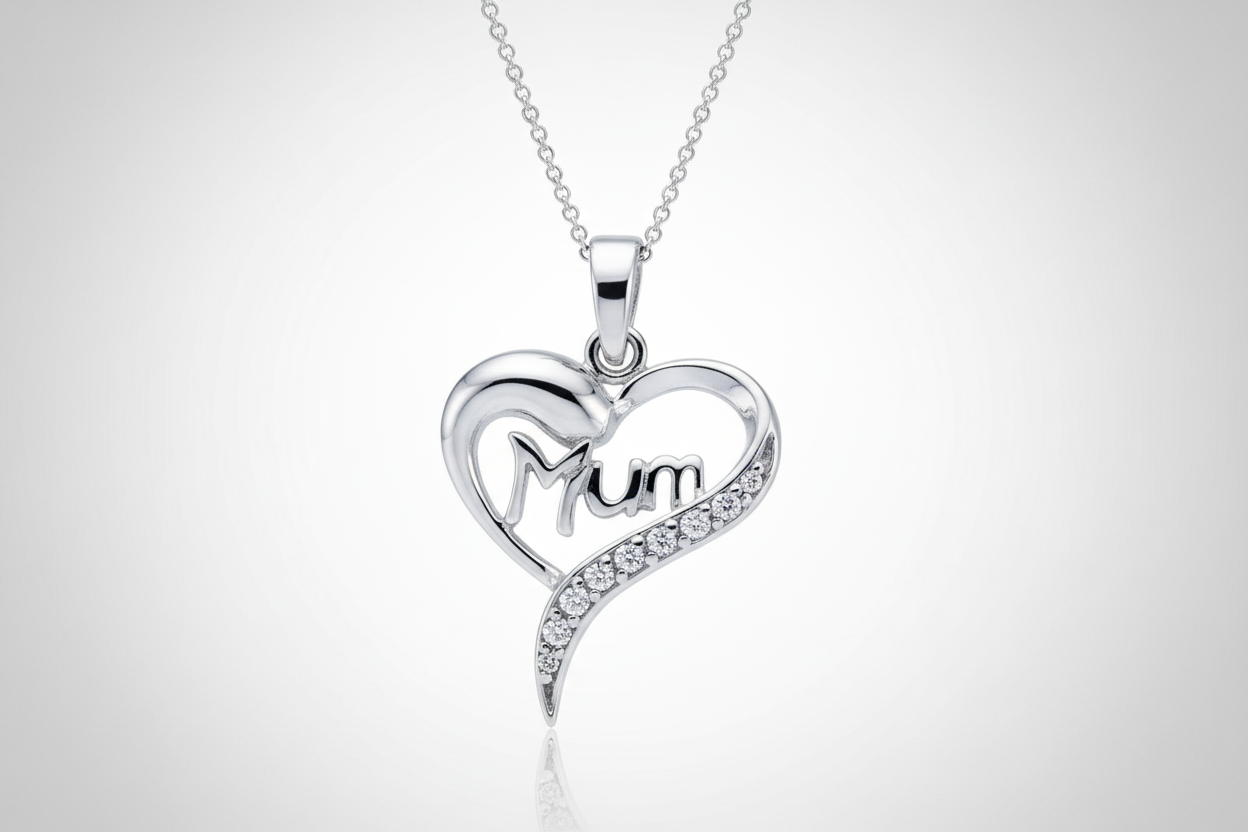 Sterling Silver Mum Pendant 925 Hallmark Gemstone Necklace 18" Brand New Boxed