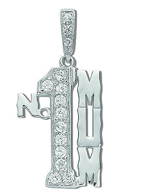 J R Jewellery sterling silver mum pendant in the shape of number one with sparkling accents