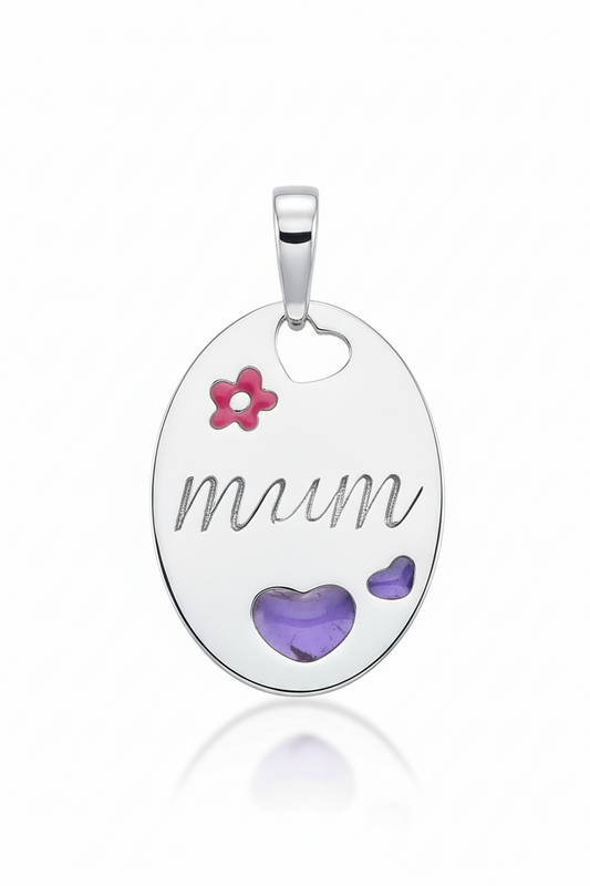Sterling Silver Mum Pendant 925 Hallmark Flower Heart 14 - 24" Chain New Boxed