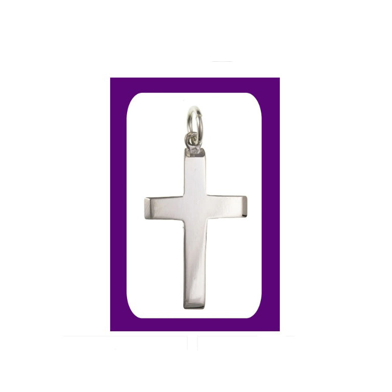 Sterling Silver Plain Cross Pendant featuring a sleek and minimalist design for everyday wear