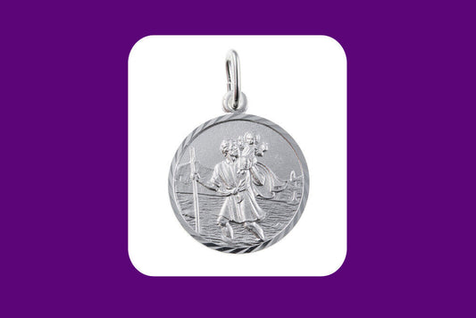 Detailed J R Jewellery Sterling Silver Saint Christopher Pendant with intricate design and polished finish