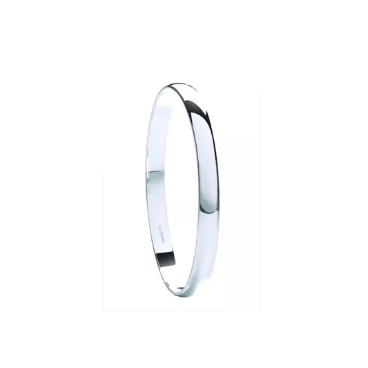 Sterling Silver 7mm D - Shaped Slave Round Bangle Hallmarked