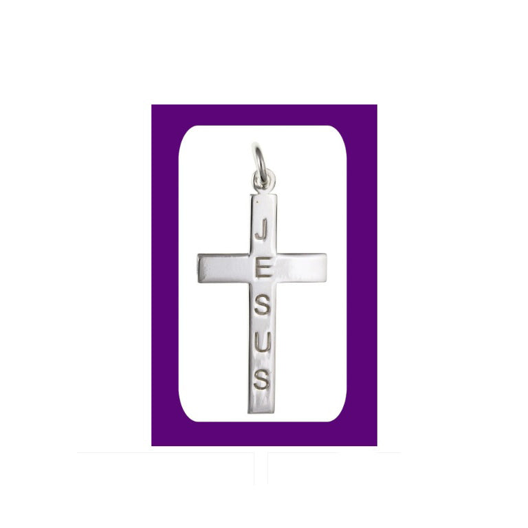 Sterling Silver JESUS Cross Pendant 925 Hallmark 26 x 15mm