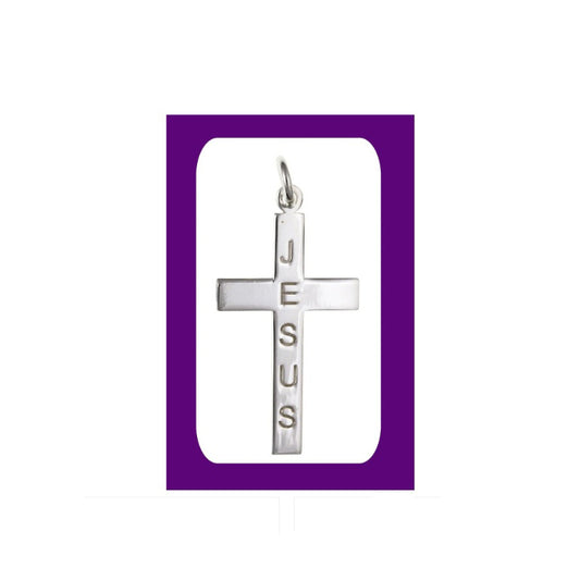 Sterling Silver JESUS Cross Pendant 925 Hallmark 26 x 15mm
