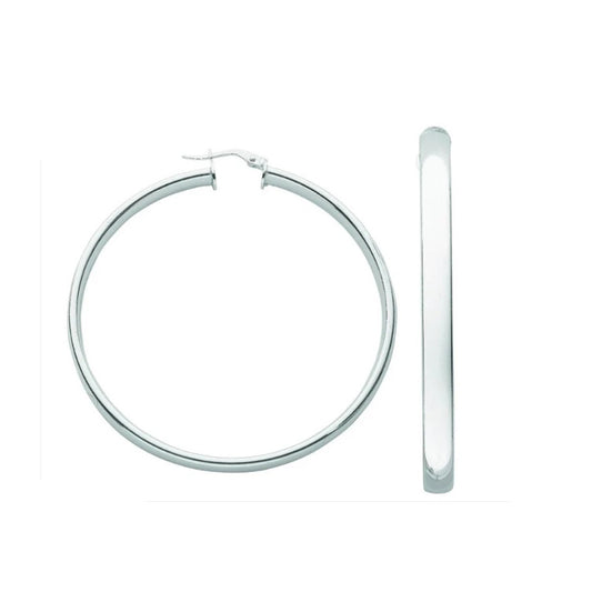 Hoop Earrings Creole Sterling Silver 54mm D Shape Hoops