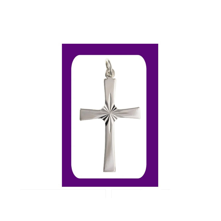 Sterling Silver Sunray Cross Pendant 925 Hallmark 28 x 18mm