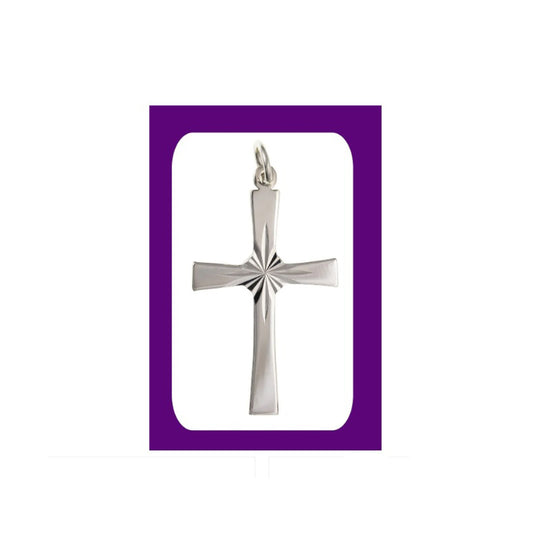 Sterling Silver Sunray Cross Pendant 925 Hallmark 28 x 18mm