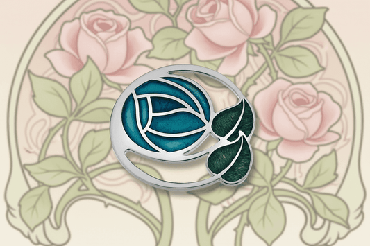 J R Jewellery Turquoise Mackintosh Rose Brooch