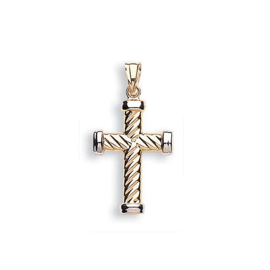Gold Cross Pendant White Gold Cross Yellow Gold Cross Two Colour Gold Cross