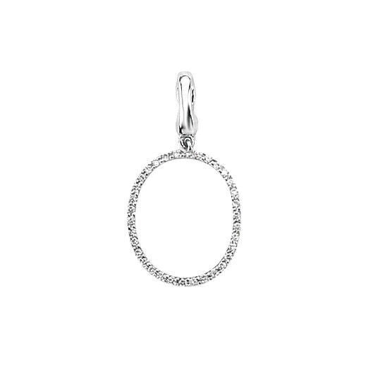 J R Jewellery diamond initial pendant shaped as the letter O with sparkling diamonds