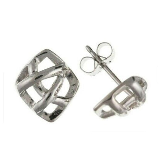 White Gold Celtic Stud Earrings Solid 9 Carat Studs British Made