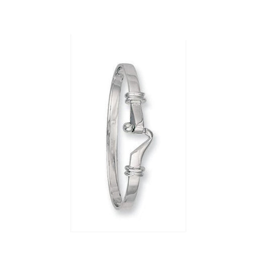 White Gold Baby Bangle Hook Design Christening Gift Hallmarked