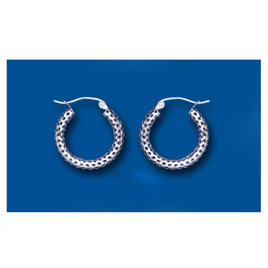 White Gold Hoop Earrings White Gold Creole Earrings Textured Hoops