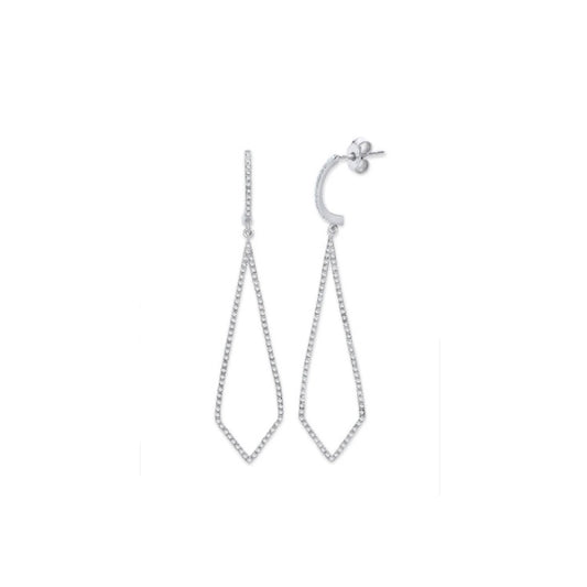 9ct White Gold 0.40ct Diamond Drop Earrings 54mm Length Hallmarked British Made