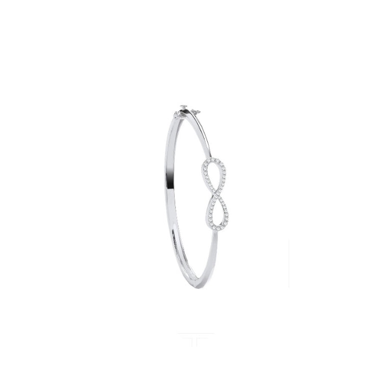 9ct White Gold Infinity 0.45ct Diamond Bangle Made in London