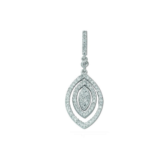 9ct White Gold 0.50ct Diamond Marquise Drop Pendant Made in London