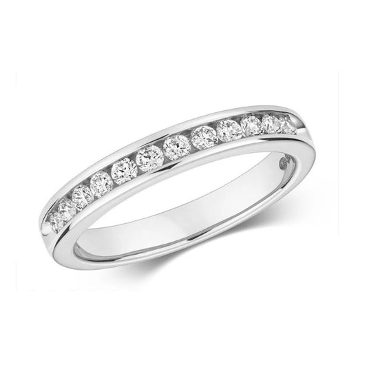 Real Diamond Half Eternity Ring 9ct White Gold 0.33 Carat Weight Band