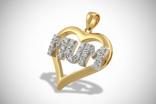 Yellow Gold Mum Pendant Heart Gemstone Hallmarked British Made