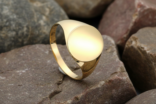 9ct Yellow Gold Oval Signet Ring Gents Fully Hallmarked