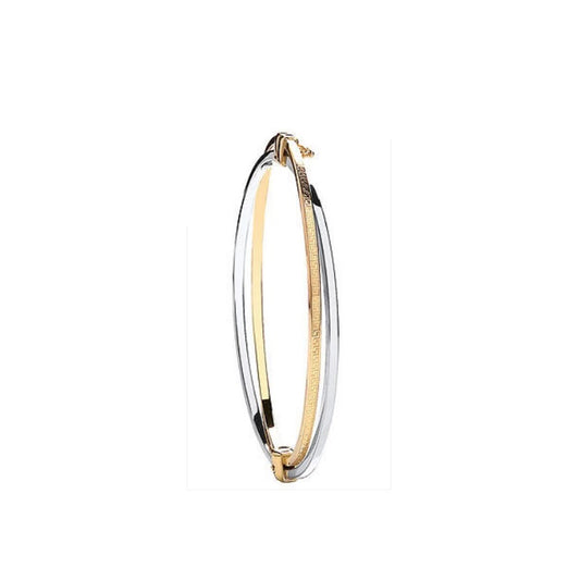 Bangle White and Yellow Gold Ladies Hinged Bracelet Two Colour Gold