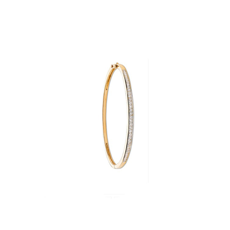 9ct Yellow Gold 1.00ctw Diamond Bangle Channel Set Made in London