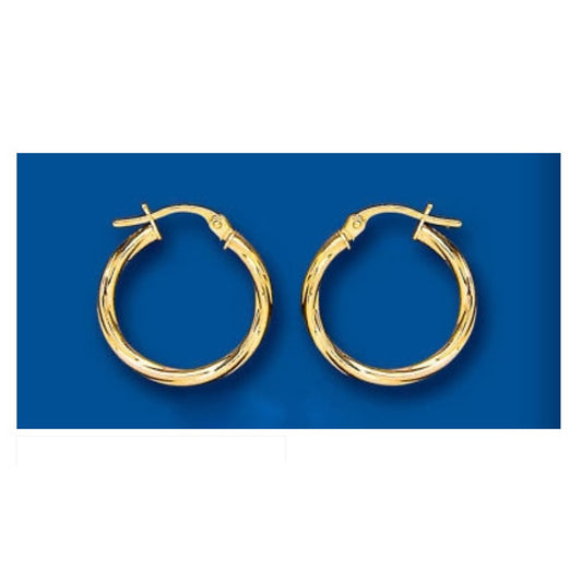 Hoop Earrings Yellow Gold Creole Rope Twist Design Hallmarked 18mm