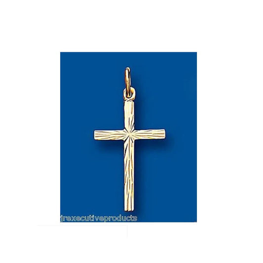 Gold Cross Pendant Yellow Gold Cross Necklace Diamond Cut Cross
