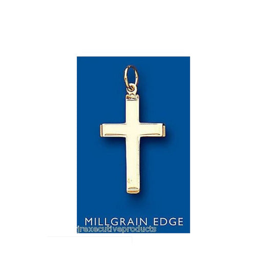 Gold Cross Yellow Gold Cross Pendant Millgrain Edge