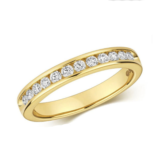 Real Diamond Half Eternity Ring 9ct Yellow Gold 0.33 Carat Weight Band