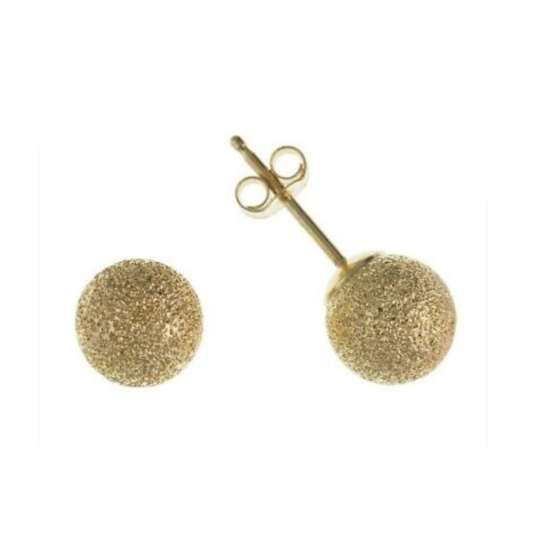 9ct Frosted Ball Stud Earrings 4mm Solid Yellow Gold Studs British Made