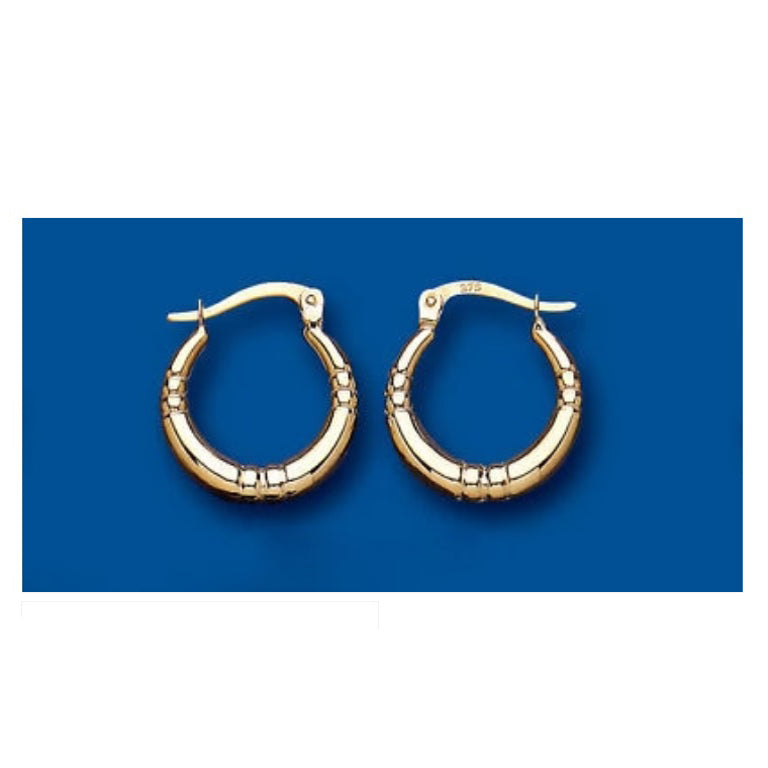 Hoop Earrings Gold Creole Yellow Gold Hoops 15mm hallmarked