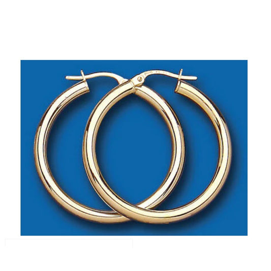 Hoop Earrings Yellow Gold Heavyweight Hoops Creole 30mm Hallmarked