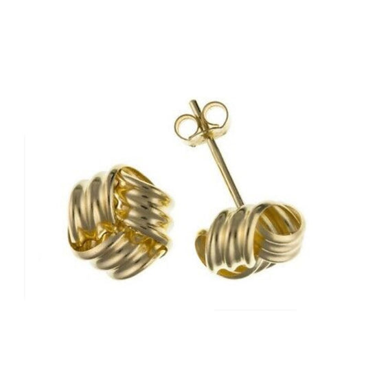 Yellow Gold Knot Stud Earrings Solid 9 Carat Studs 5mm British Made