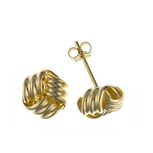 Yellow Gold Knot Stud Earrings Solid 9 Carat Studs 4mm British Made