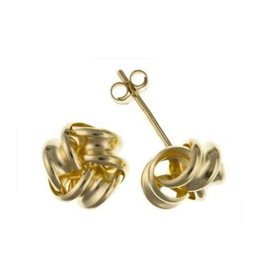 Yellow Gold Knot Stud Earrings Solid 9 Carat Studs 5mm British Made