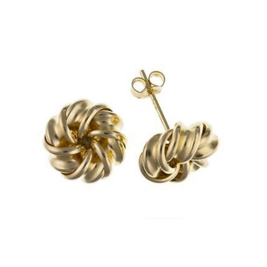 Yellow Gold Knot Stud Earrings 6mm 9 Carat Studs British Made