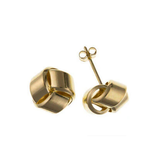 Yellow Gold Knot Stud Earrings Solid 9 Carat Studs 7mm British Made