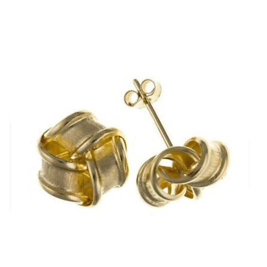 Yellow Gold Knot Stud Earrings Solid 9 Carat Studs 8mm British Made