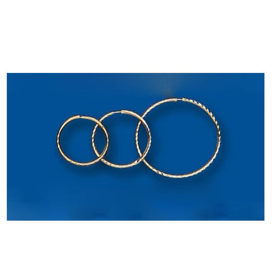 Yellow Gold Sleeper Earrings Lightweight Diamond Cut 12mm 14mm 18mm